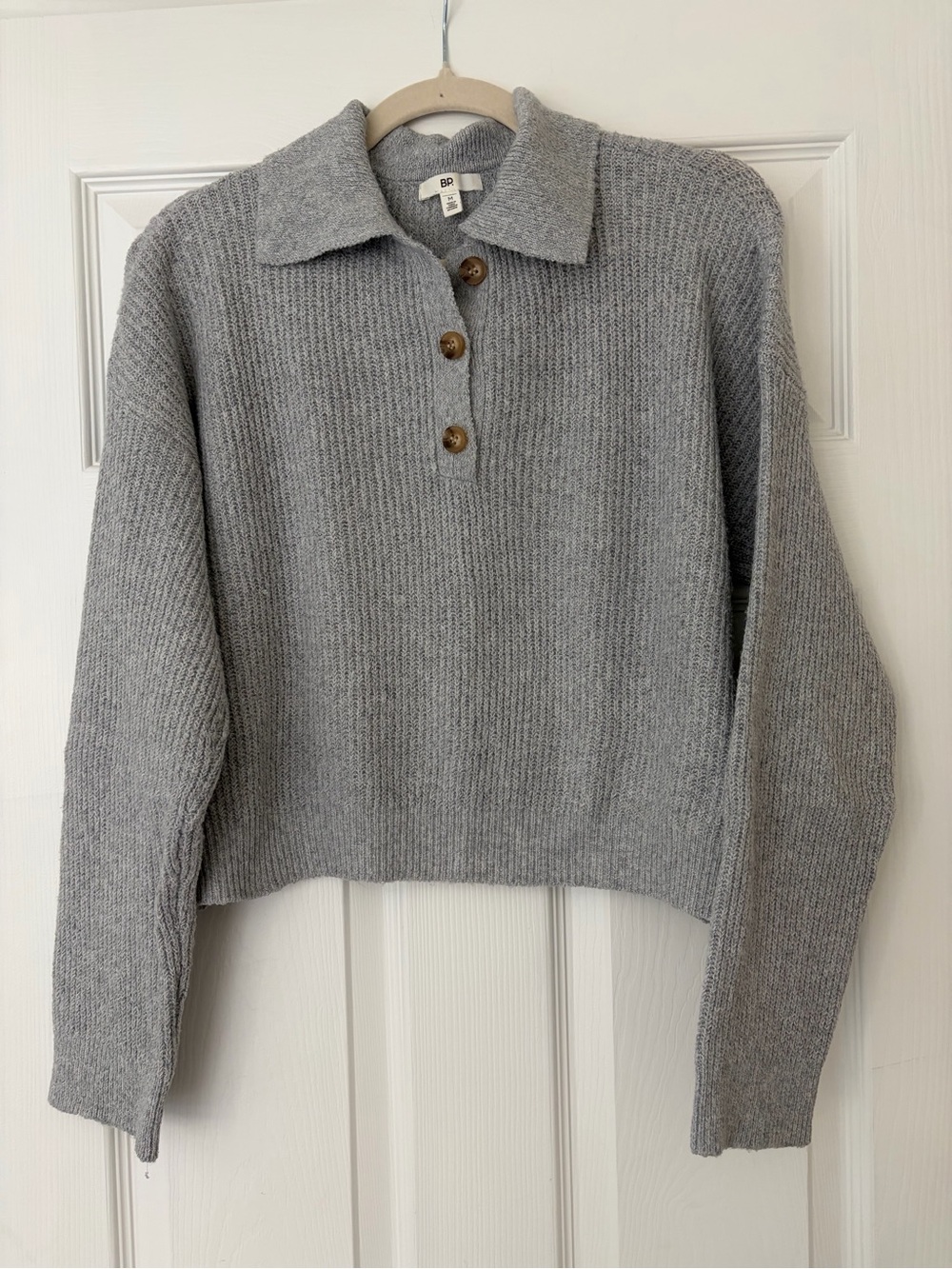 bp Light Gray Polo Neck Button Sweater M